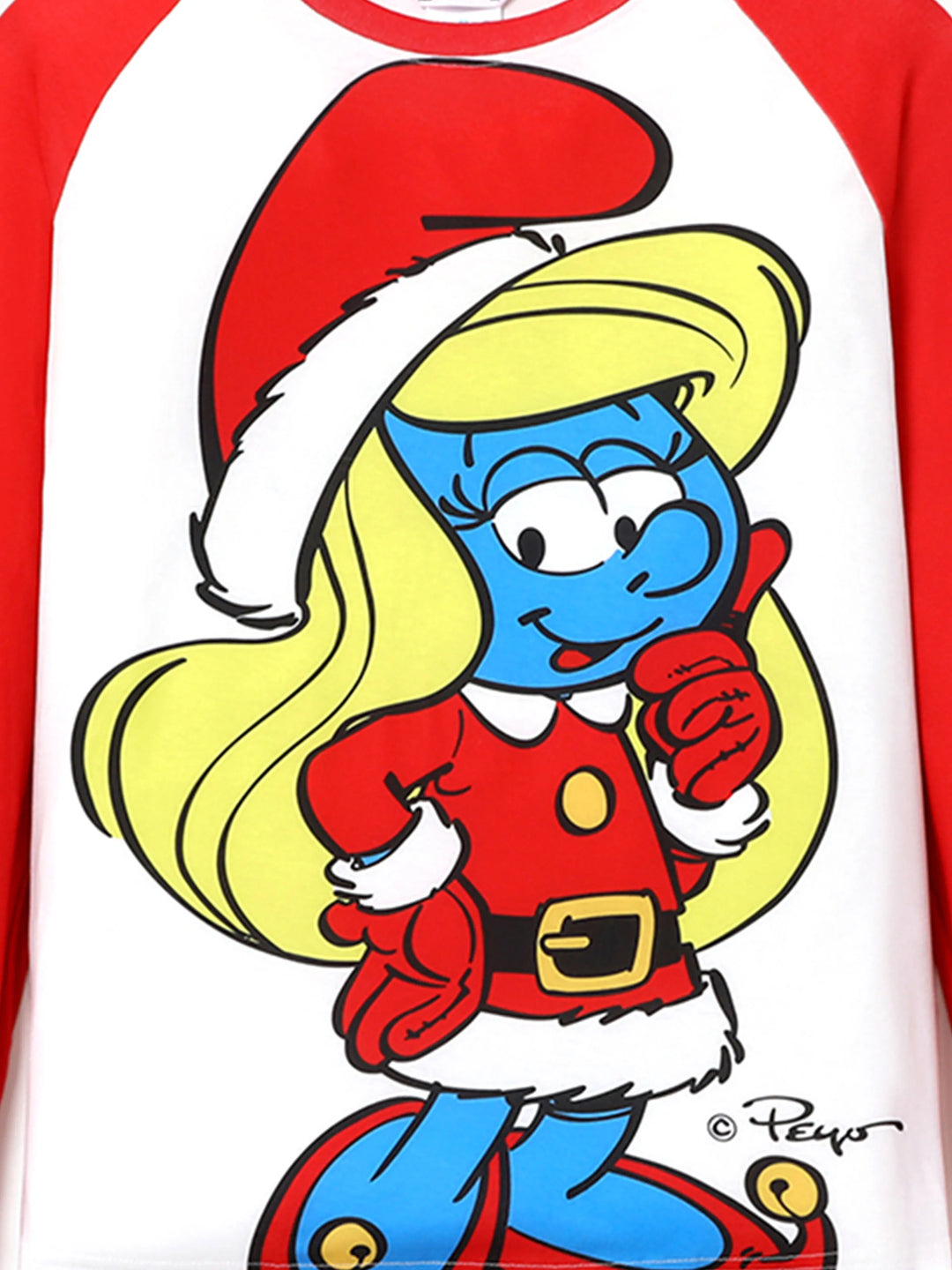 Conjuntos de Pijamas em Blocos de Cores para Famílias dos Smurfs, com Meias de Natal