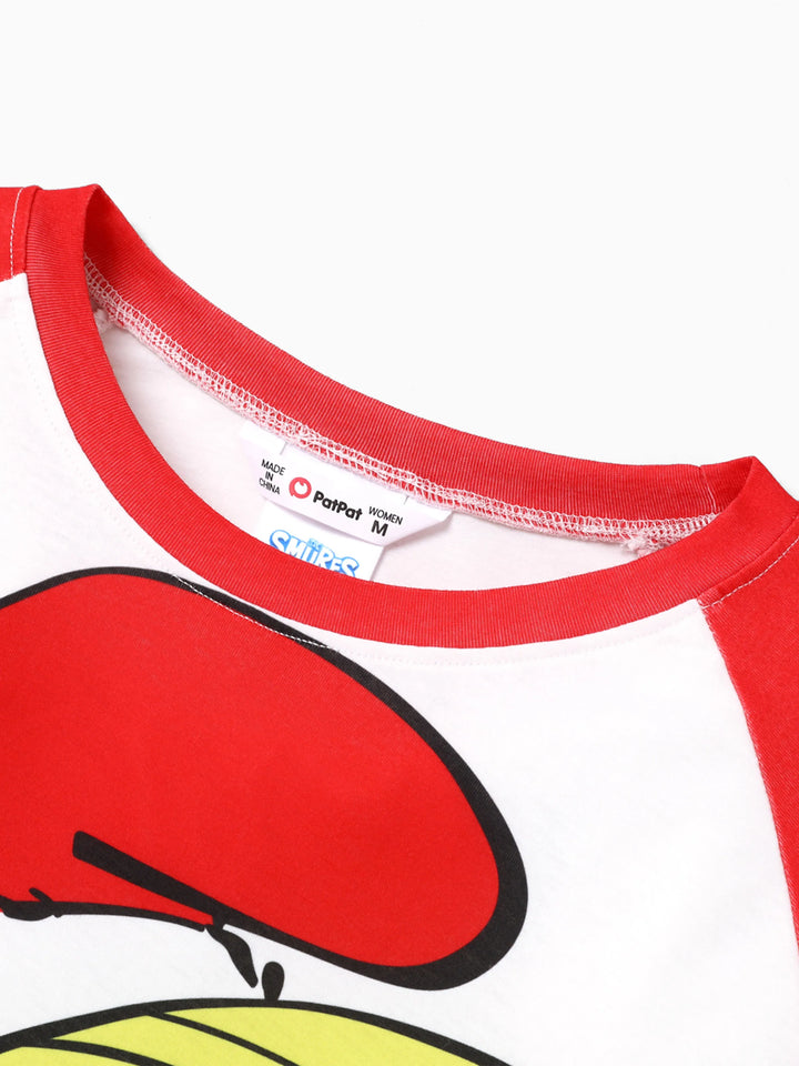 Conjuntos de Pijamas em Blocos de Cores para Famílias dos Smurfs, com Meias de Natal