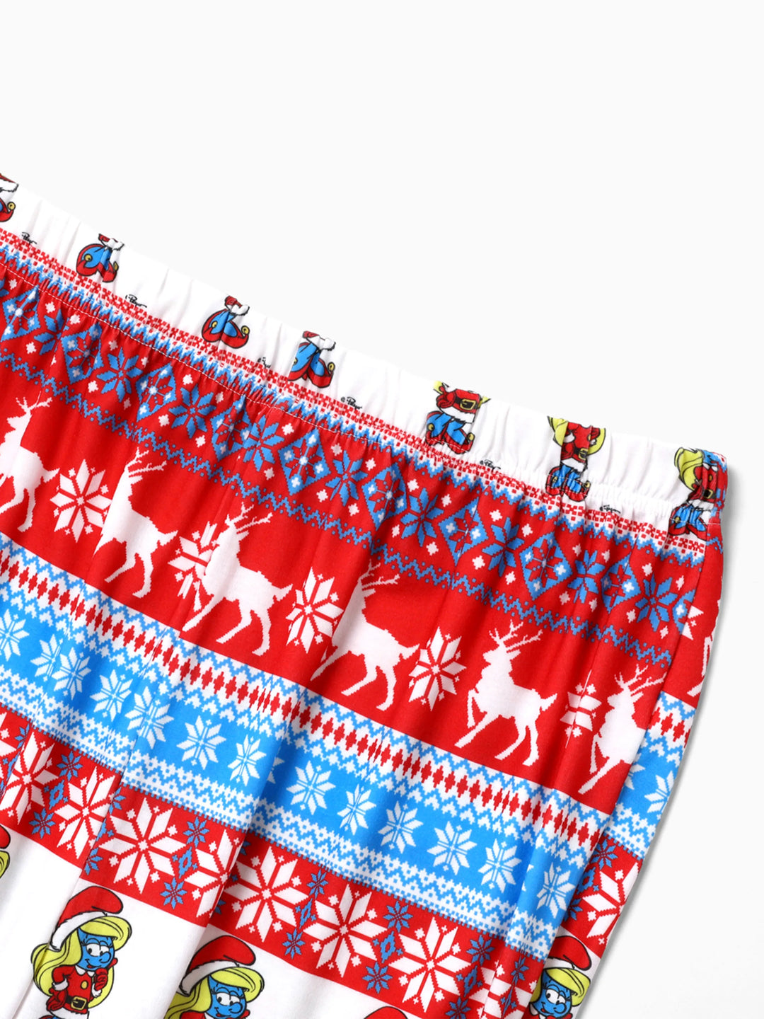 Conjuntos de Pijamas em Blocos de Cores para Famílias dos Smurfs, com Meias de Natal