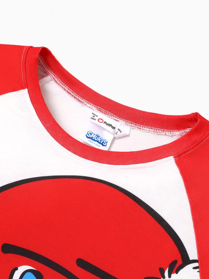 Conjuntos de Pijamas em Blocos de Cores para Famílias dos Smurfs, com Meias de Natal