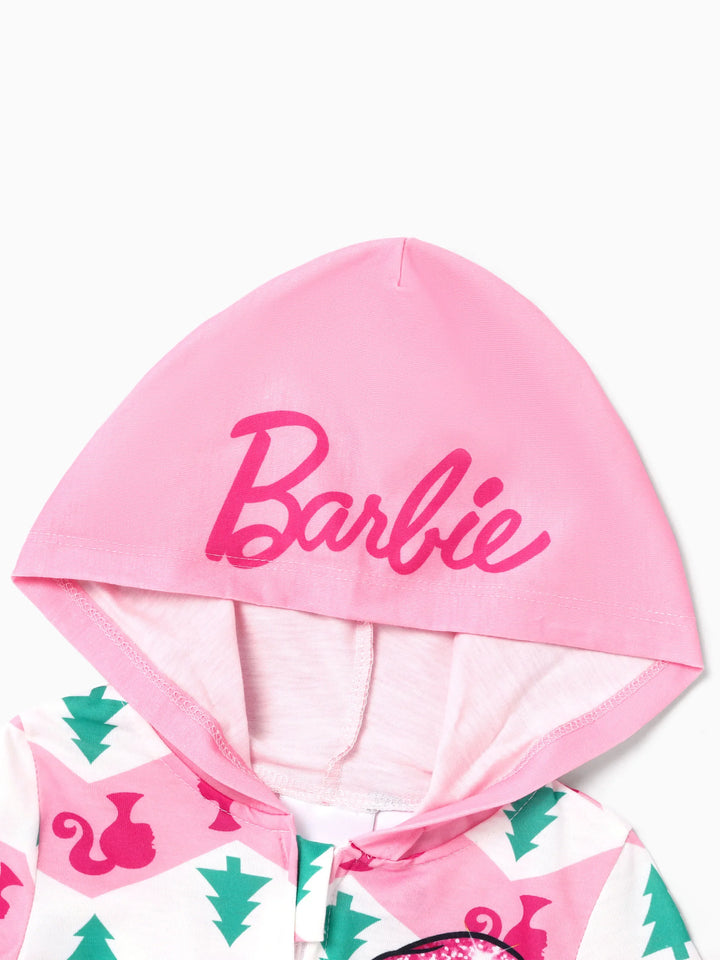 Conjuntos de Pijamas com Capuz "Barbie Mamãe e Eu" para o Natal, com Meias de Natal.