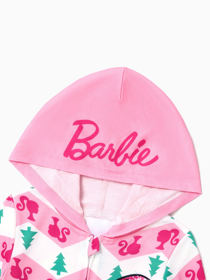 Conjuntos de Pijamas com Capuz "Barbie Mamãe e Eu" para o Natal, com Meias de Natal.