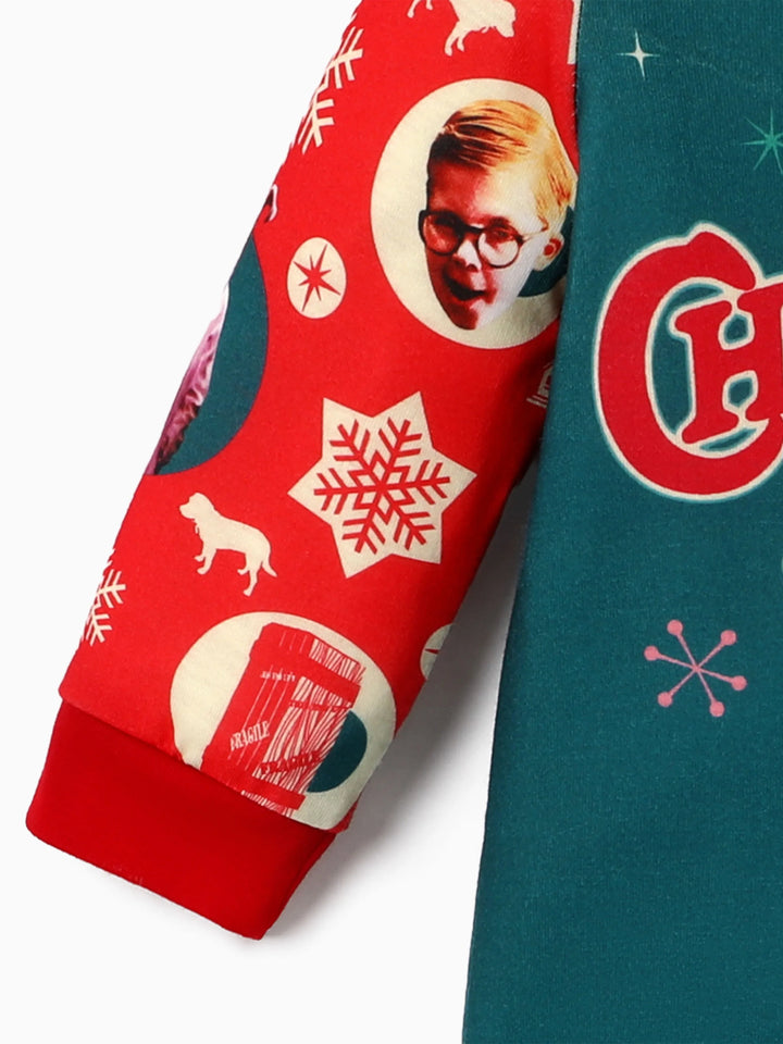 Conjunto de Pijamas Gráficos "A História de Natal" com Meias de Natal em Conjunto de Famílias Matching.