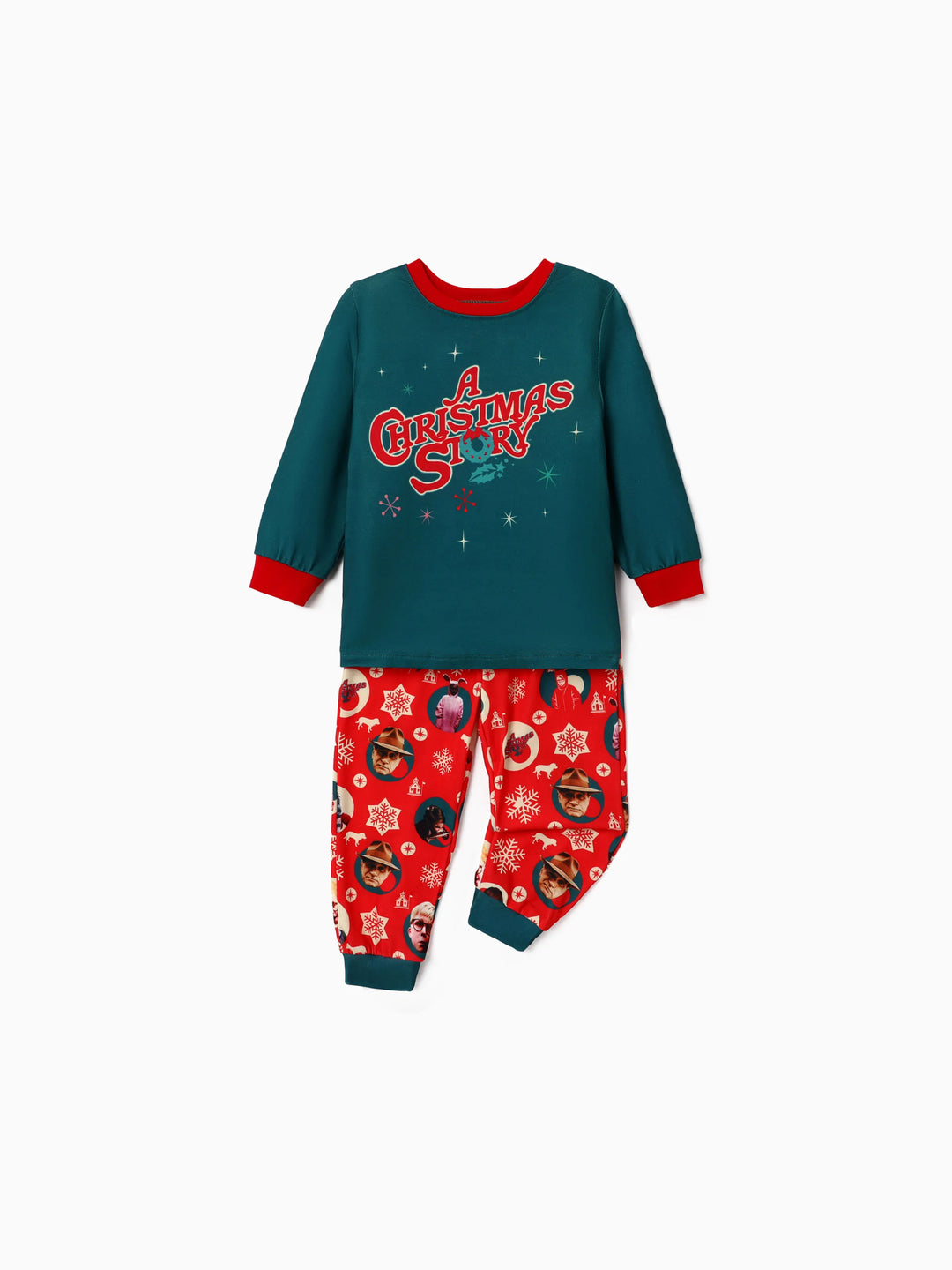 Conjunto de Pijamas Gráficos "A História de Natal" com Meias de Natal em Conjunto de Famílias Matching.