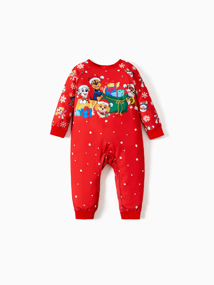 Conjunto de Pijamas de Natal em Família com Chase e Marshall da PAW Patrol, incluindo Meias de Natal.