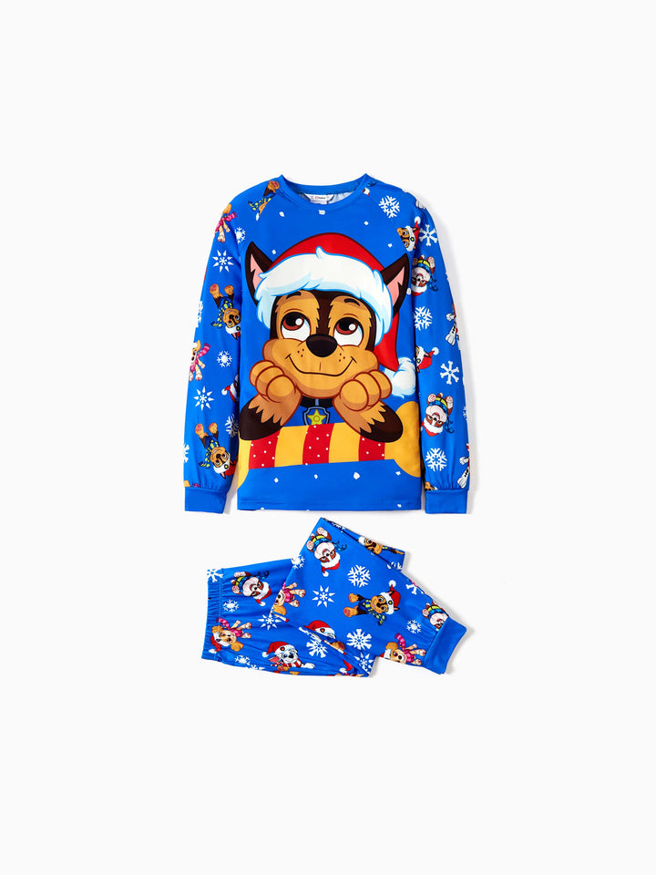 Conjunto de Pijamas de Natal em Família com Chase e Marshall da PAW Patrol, incluindo Meias de Natal.
