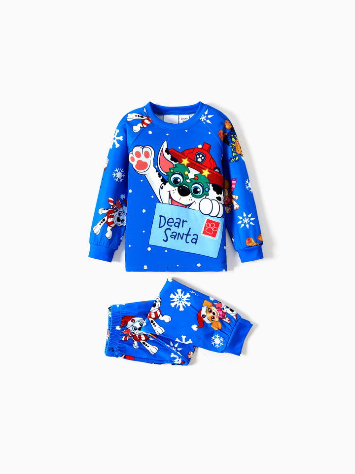 Conjunto de Pijamas de Natal em Família com Chase e Marshall da PAW Patrol, incluindo Meias de Natal.