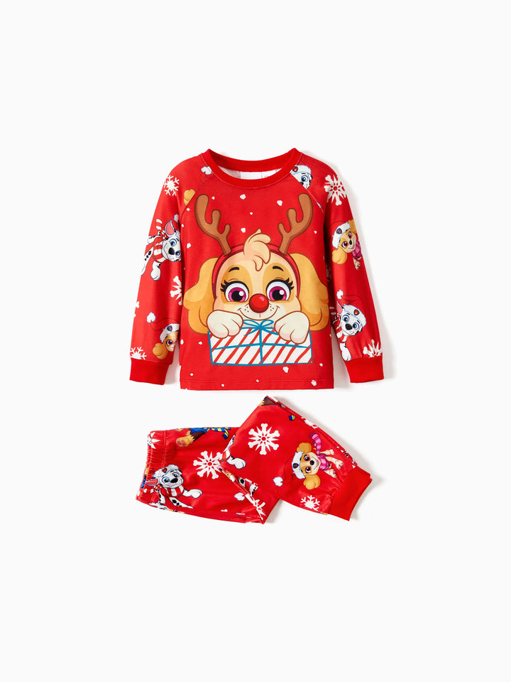 Conjunto de Pijamas de Natal em Família com Chase e Marshall da PAW Patrol, incluindo Meias de Natal.