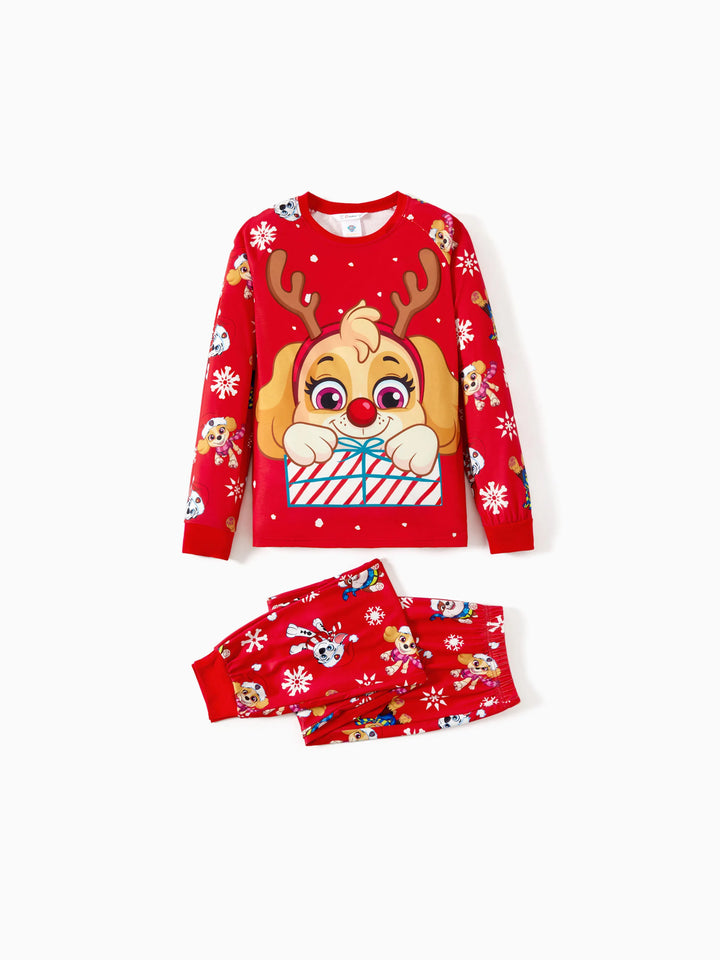 Conjunto de Pijamas de Natal em Família com Chase e Marshall da PAW Patrol, incluindo Meias de Natal.