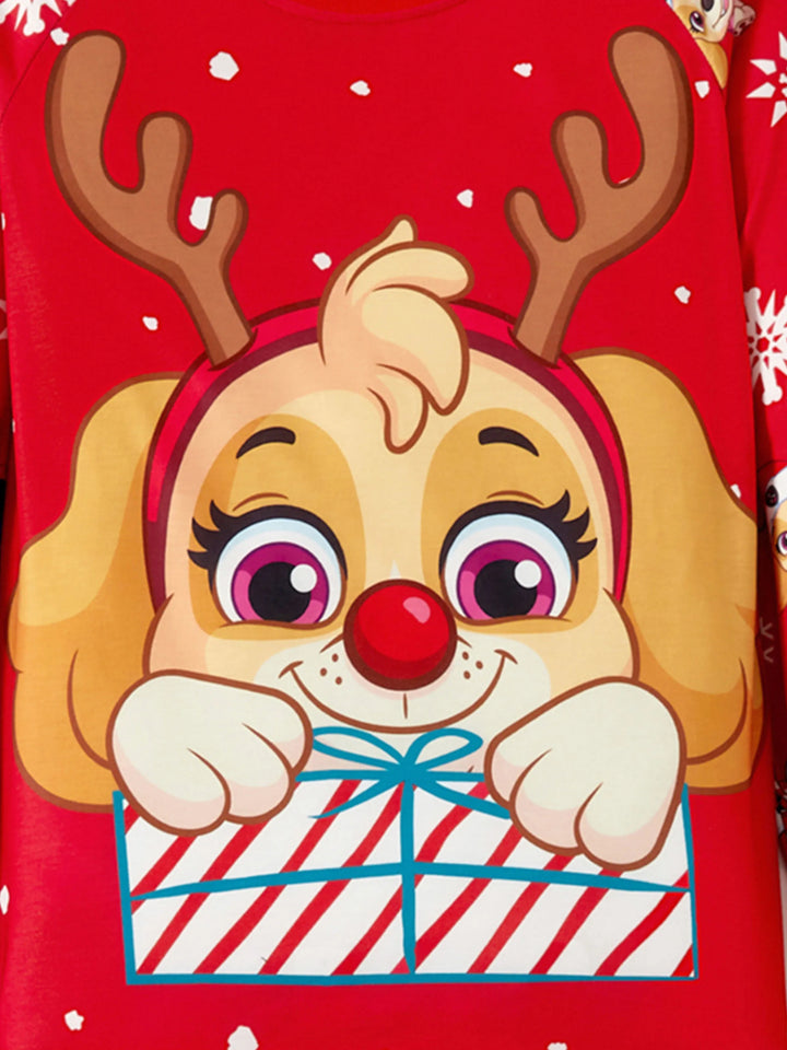 Conjunto de Pijamas de Natal em Família com Chase e Marshall da PAW Patrol, incluindo Meias de Natal.