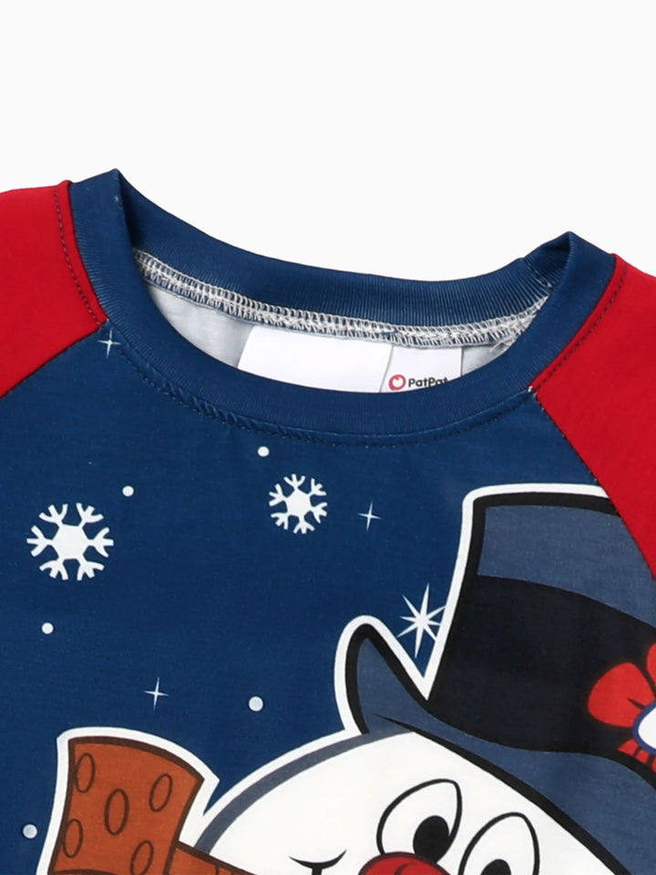 Conjuntos de Pijamas em Blocos de Cores para a Família "Frosty The Snowman" com Meias de Natal