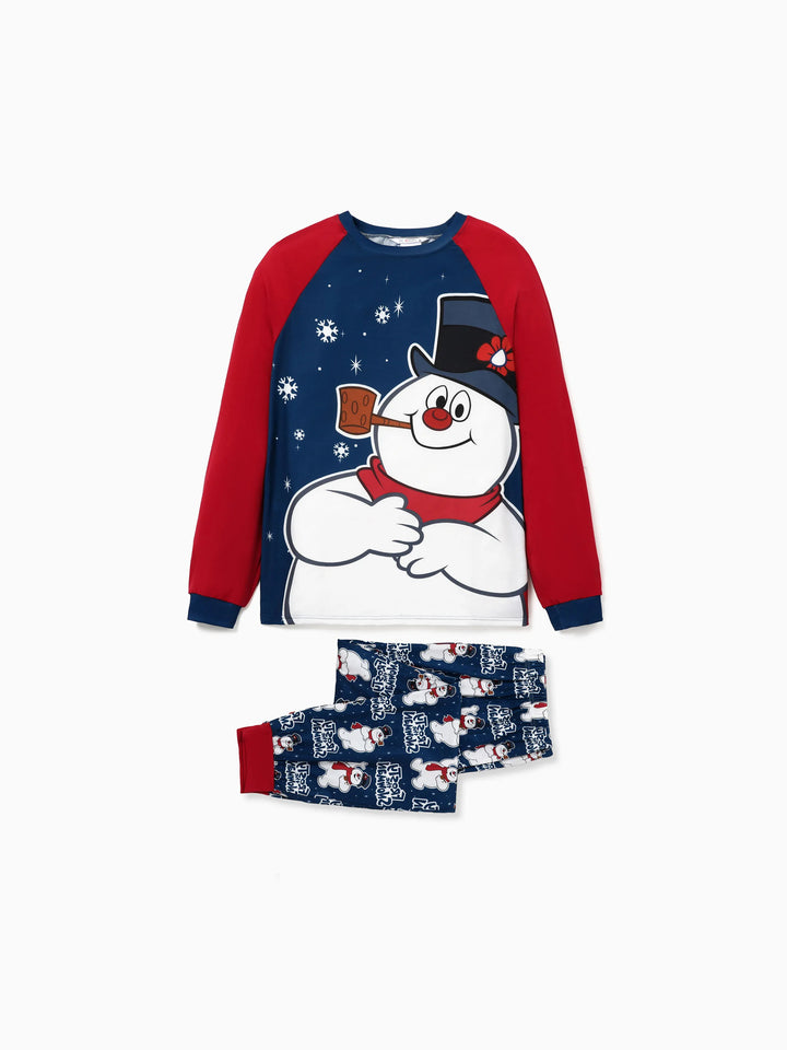 Conjuntos de Pijamas em Blocos de Cores para a Família "Frosty The Snowman" com Meias de Natal