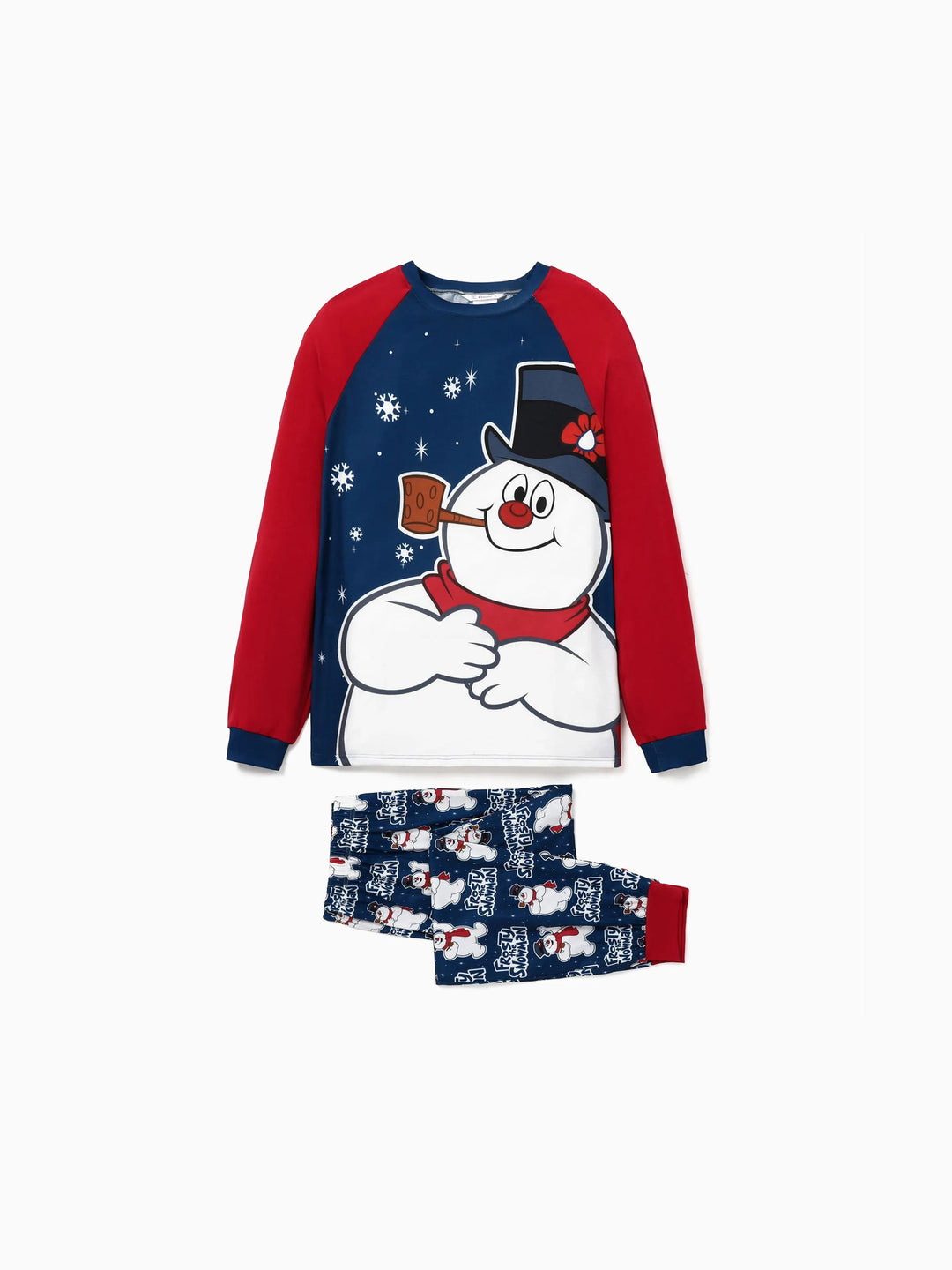 Conjuntos de Pijamas em Blocos de Cores para a Família "Frosty The Snowman" com Meias de Natal