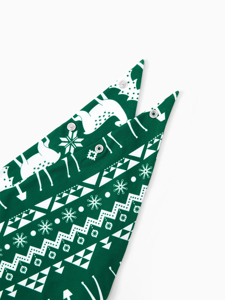 Conjunto de Pijamas em Conjunto Familiar para Natal com Tops a Brilhar no Escuro e Calças com Padrão de Renas, incluindo Meias de Natal - Verde Escuro