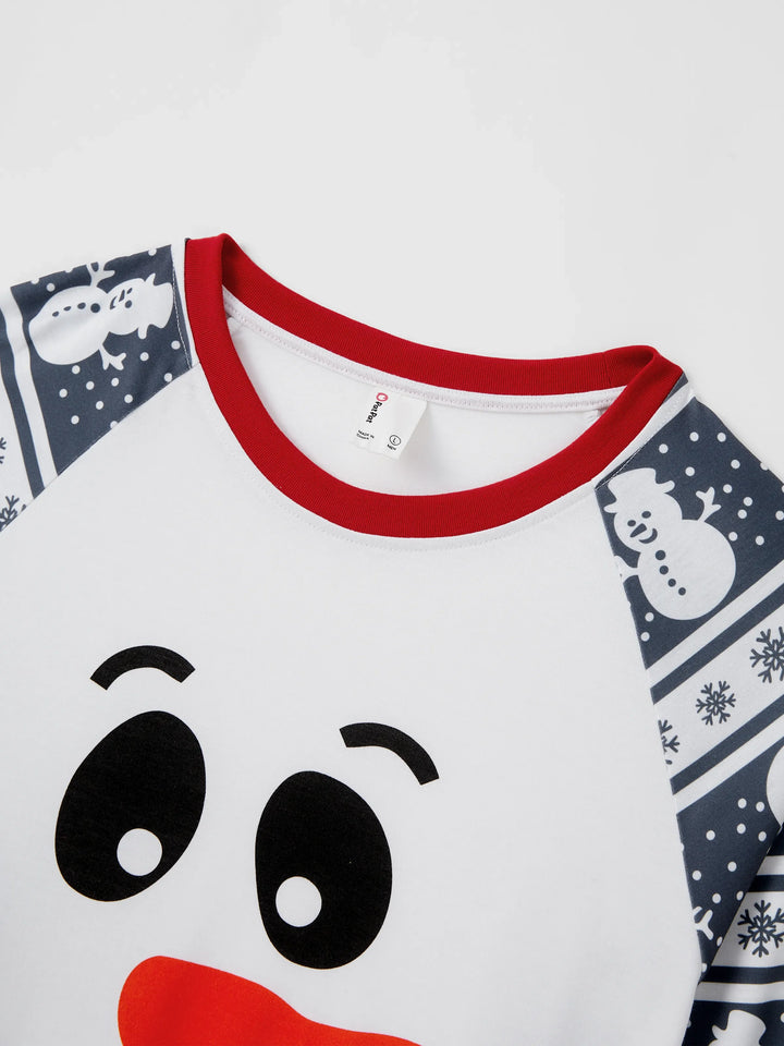 Conjuntos de Pijamas de Natal em Família com Padrão de Boneco de Neve, de Manga Longa, com Meias de Natal, Cor Cinza Escuro