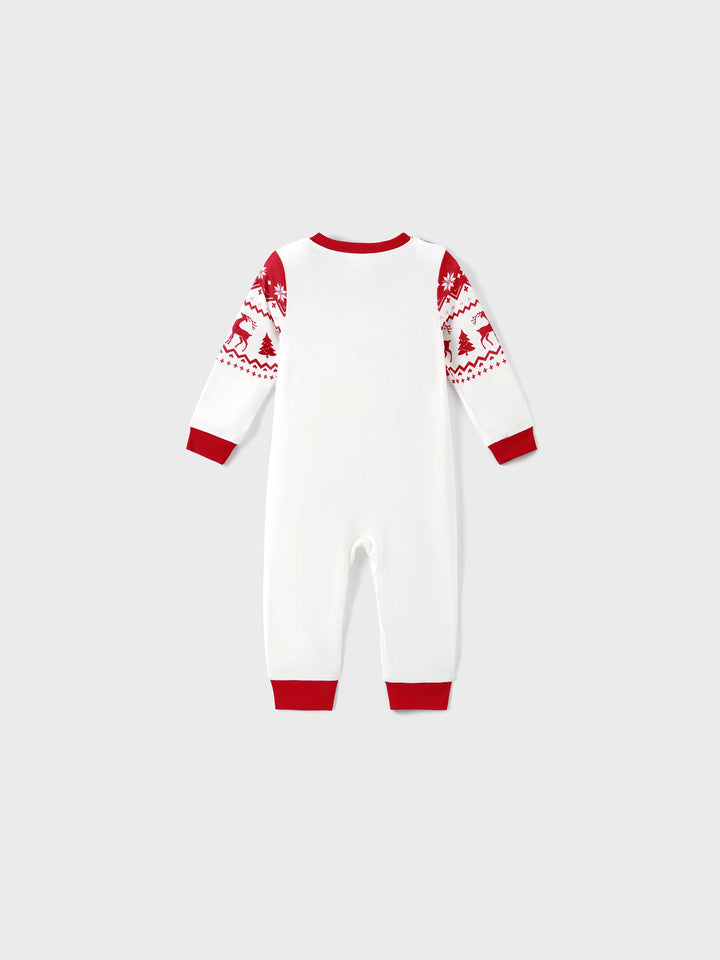 Conjuntos de Pijamas em Família com Estampa de Rena e Flocos de Neve para o Natal, Inclui Meias de Natal Vermelhas