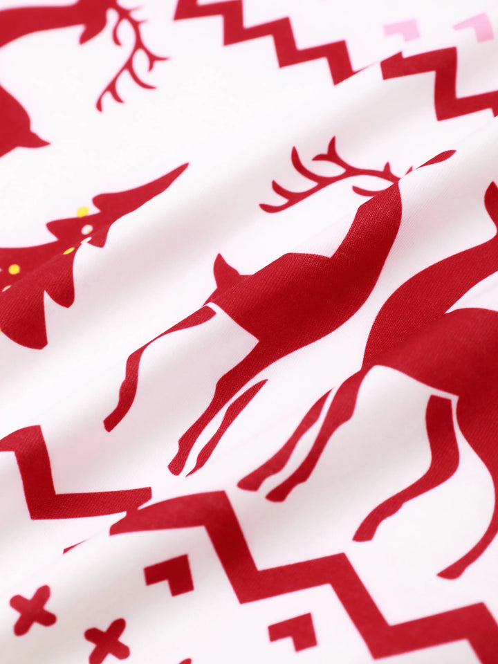 Conjuntos de Pijamas em Família com Estampa de Rena e Flocos de Neve para o Natal, Inclui Meias de Natal Vermelhas