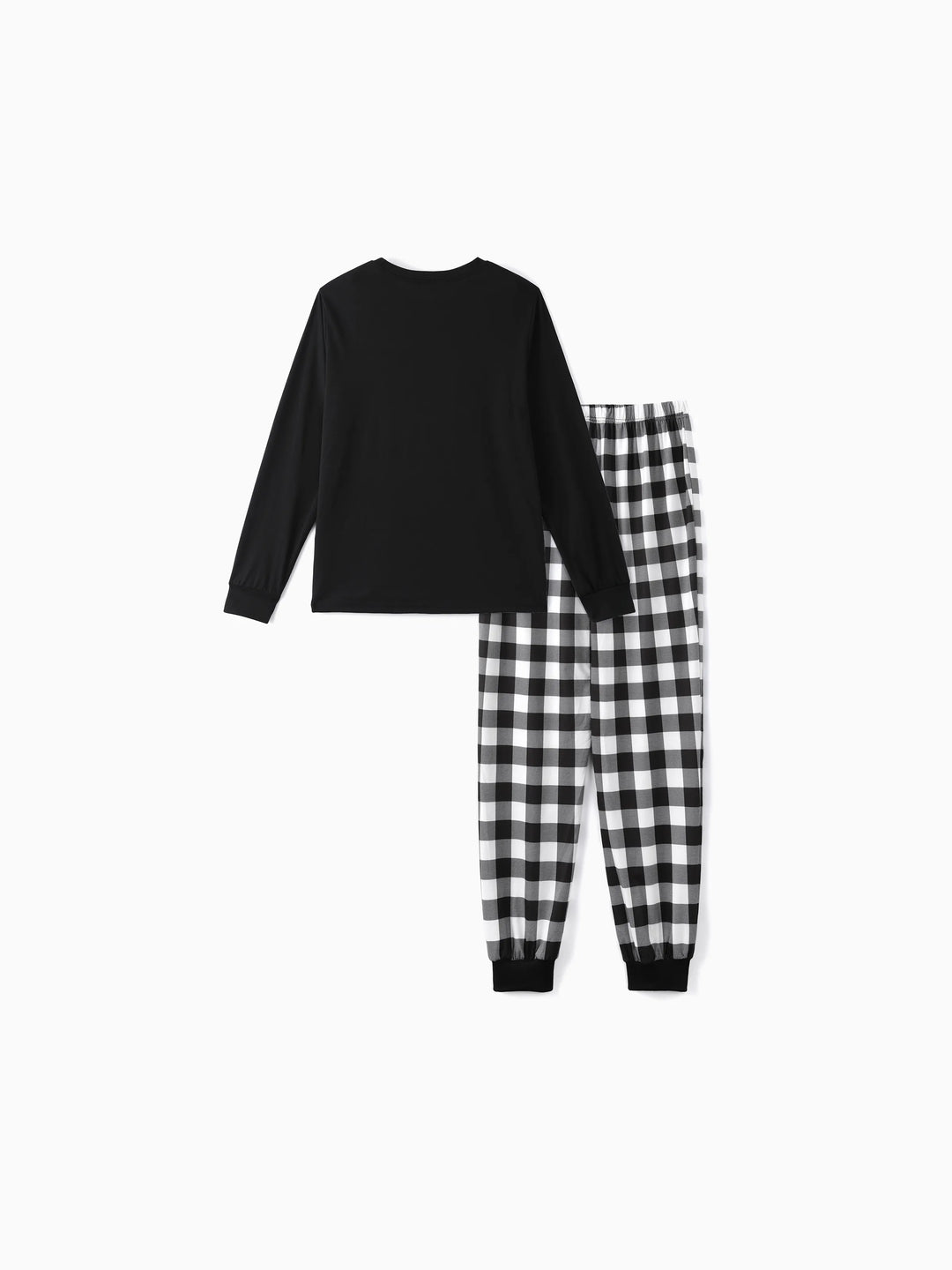 Conjunto de Pijamas de Manga Longa com Estampa de Letras que Brilham no Escuro para a Família, a Condizer no Natal, com Meias de Natal Preto+Branco