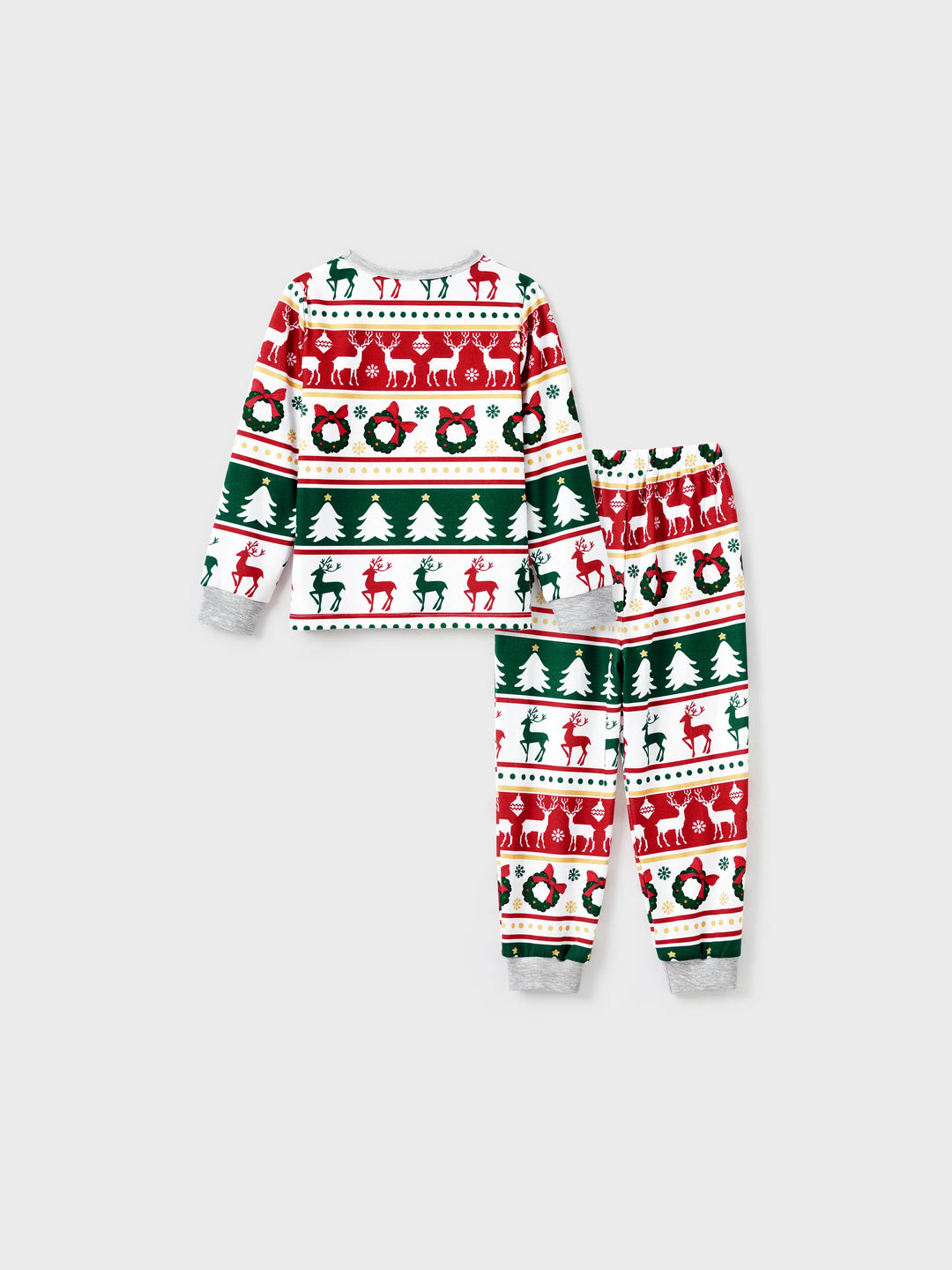 Conjunto de Pijamas de Natal para a Família com Padrão de Rena/Árvore de Natal e Meias de Natal em Cores Contrastantes