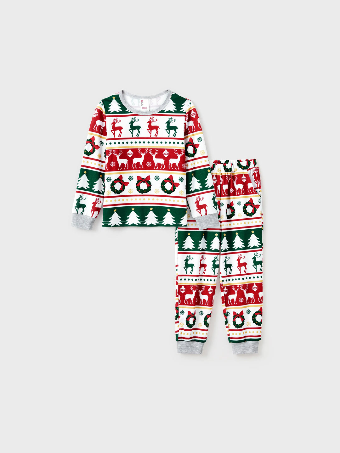 Conjunto de Pijamas de Natal para a Família com Padrão de Rena/Árvore de Natal e Meias de Natal em Cores Contrastantes
