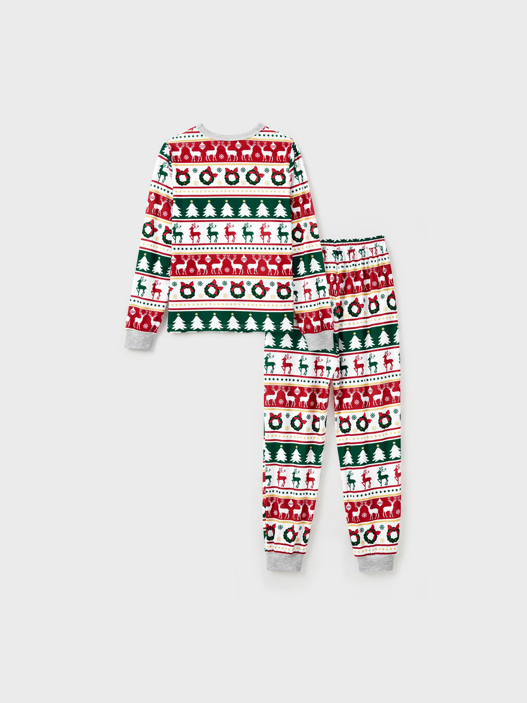 Conjunto de Pijamas de Natal para a Família com Padrão de Rena/Árvore de Natal e Meias de Natal em Cores Contrastantes