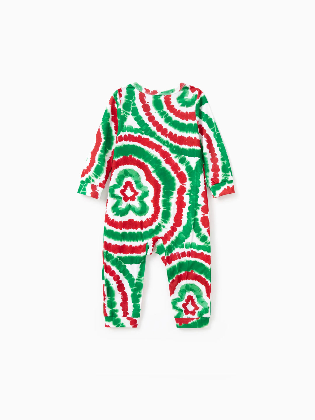 Conjuntos de Pijamas para a Família em Tie-Dye Vermelho e Verde com Homem de Gengibre e Meias de Natal Multicoloridas