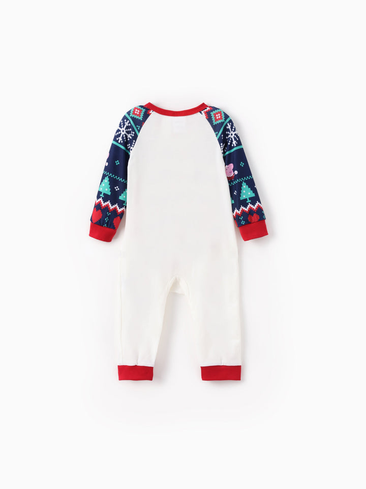 Conjunto de Pijamas Correspondentes da Família Peppa Pig com Impressão de Natal e Meias de Natal em Cor Block