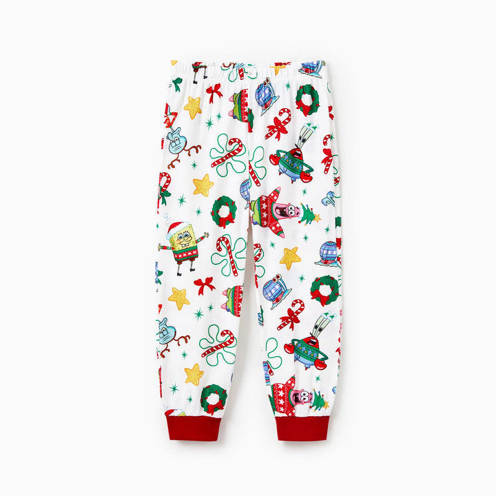 Conjuntos de Pijamas a Condizer da Família SpongeBob SquarePants com Estampado de Natal e Meias de Natal
