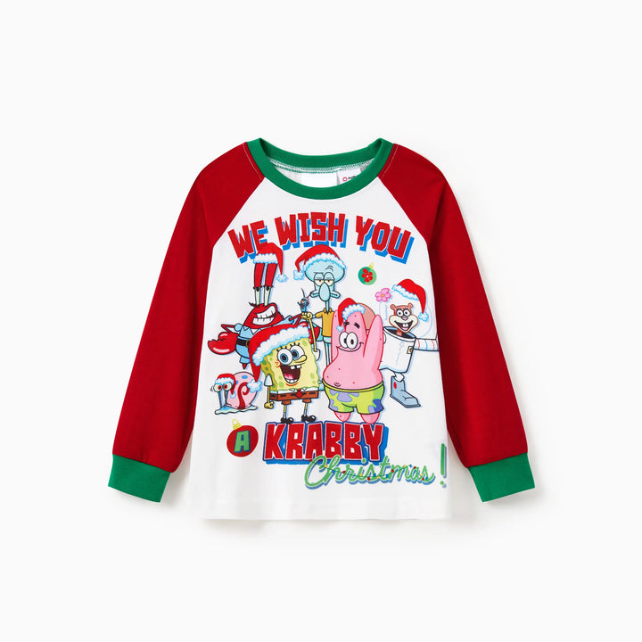 Conjuntos de Pijamas a Condizer da Família SpongeBob SquarePants com Estampado de Natal e Meias de Natal
