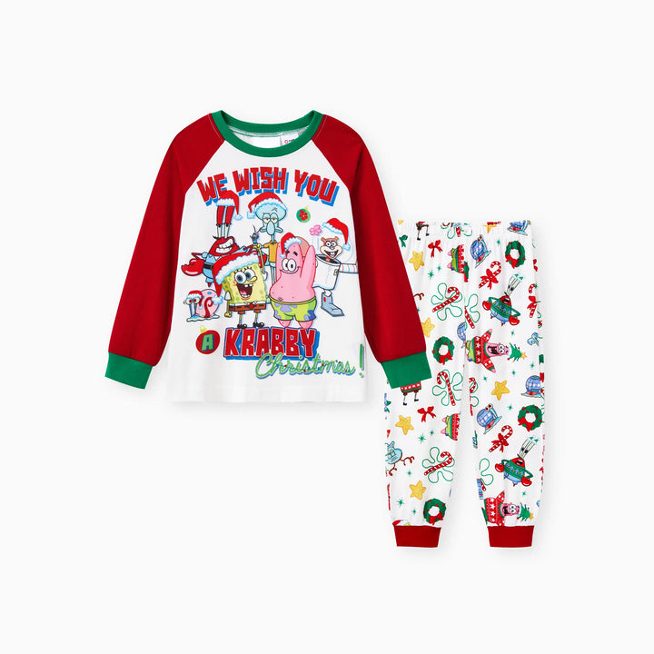 Conjuntos de Pijamas a Condizer da Família SpongeBob SquarePants com Estampado de Natal e Meias de Natal