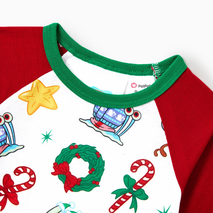 Conjuntos de Pijamas a Condizer da Família SpongeBob SquarePants com Estampado de Natal e Meias de Natal
