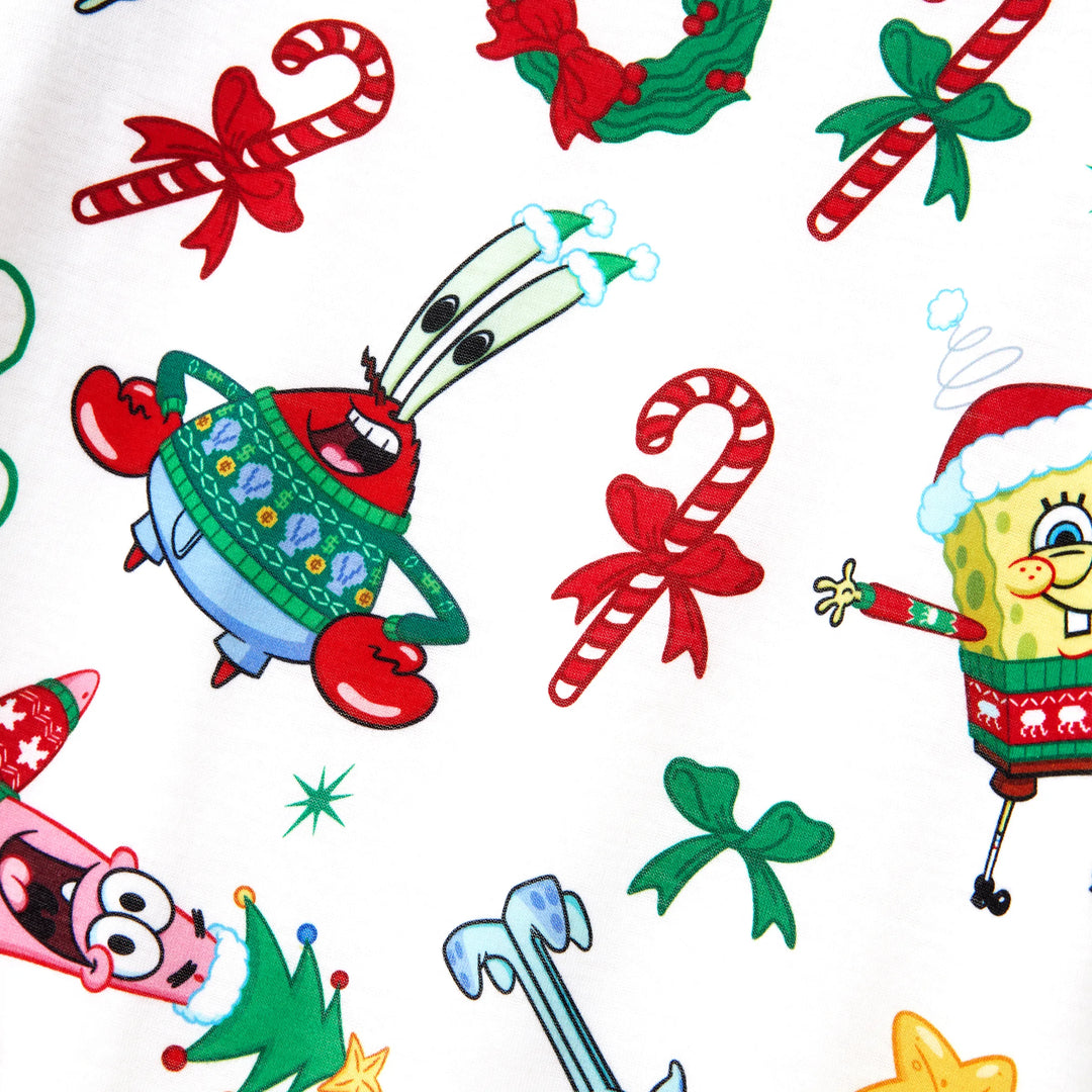 Conjuntos de Pijamas a Condizer da Família SpongeBob SquarePants com Estampado de Natal e Meias de Natal