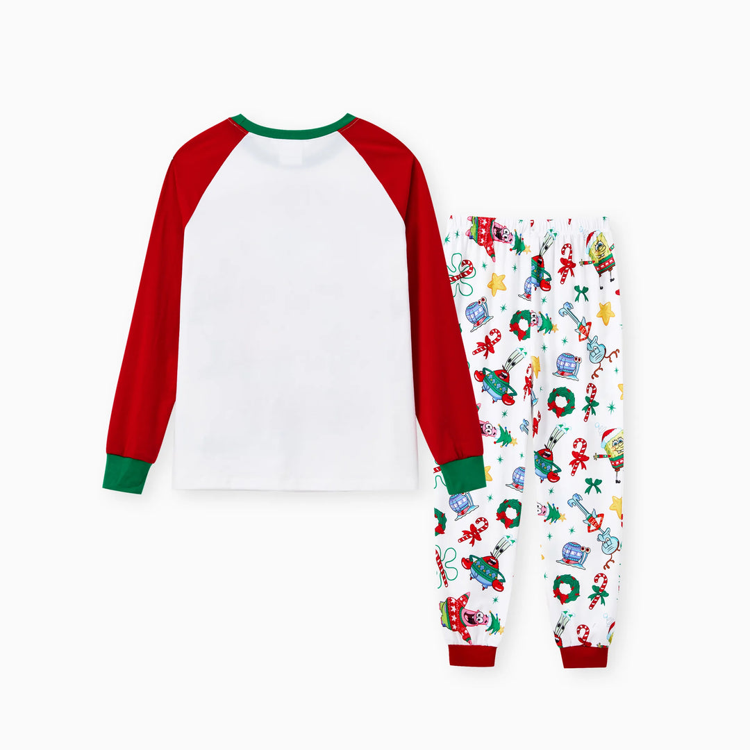 Conjuntos de Pijamas a Condizer da Família SpongeBob SquarePants com Estampado de Natal e Meias de Natal