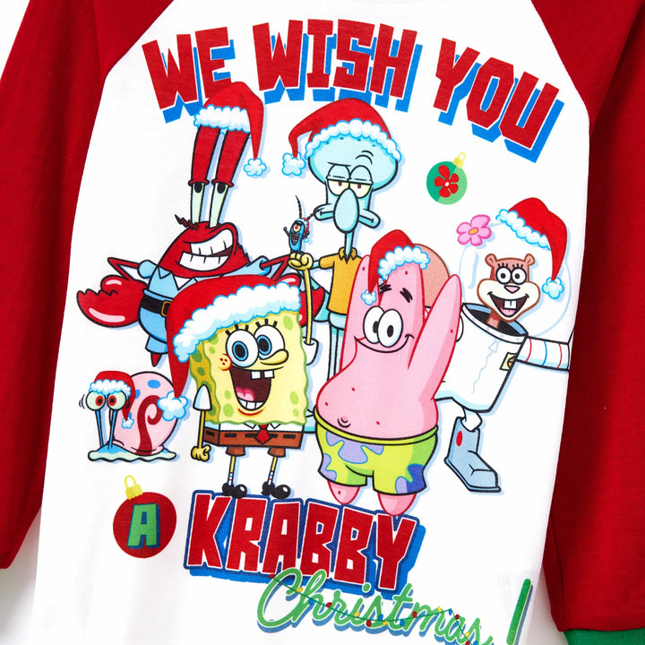 Conjuntos de Pijamas a Condizer da Família SpongeBob SquarePants com Estampado de Natal e Meias de Natal