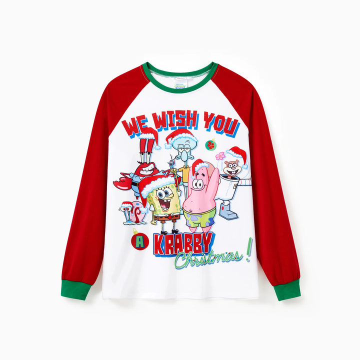 Conjuntos de Pijamas a Condizer da Família SpongeBob SquarePants com Estampado de Natal e Meias de Natal