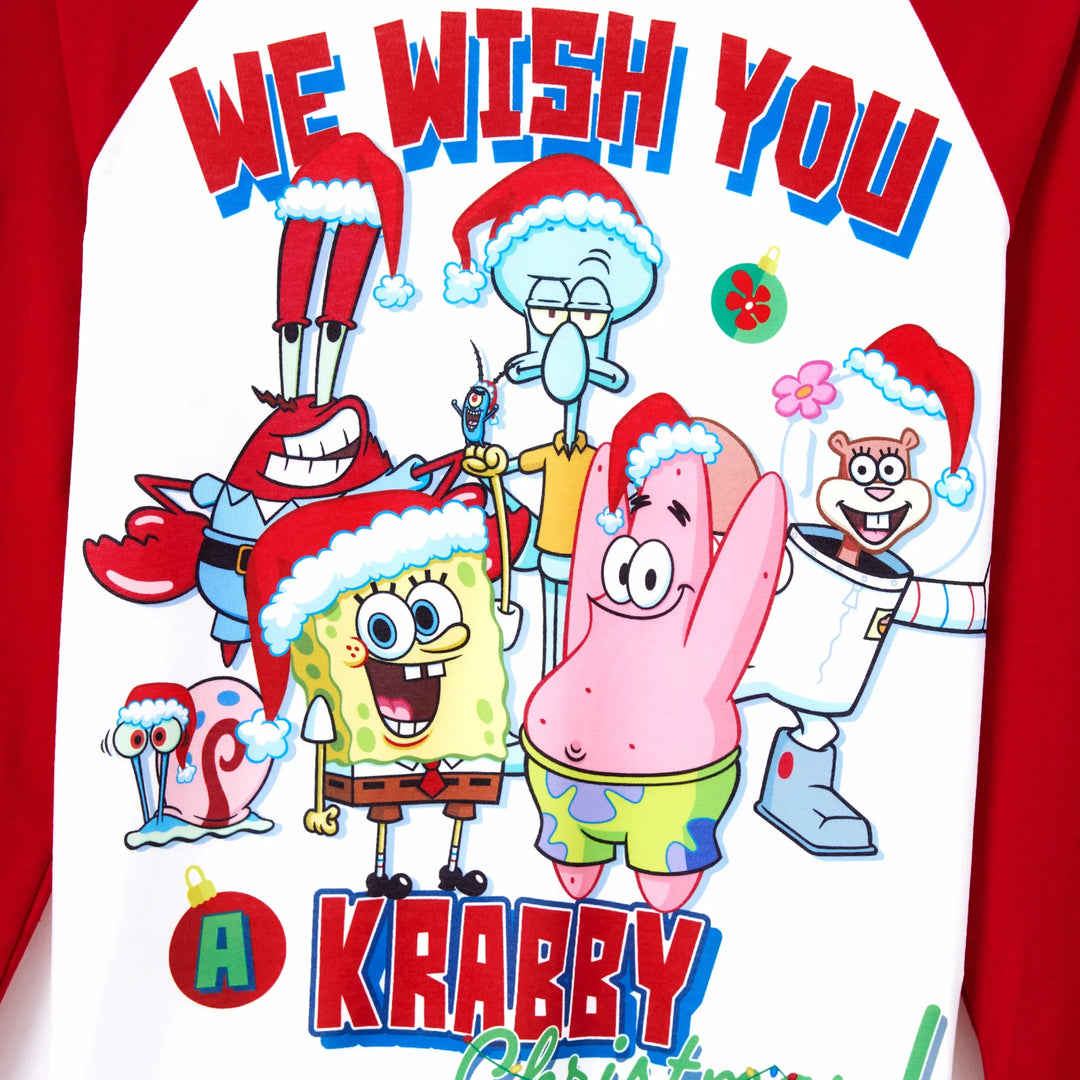 Conjuntos de Pijamas a Condizer da Família SpongeBob SquarePants com Estampado de Natal e Meias de Natal
