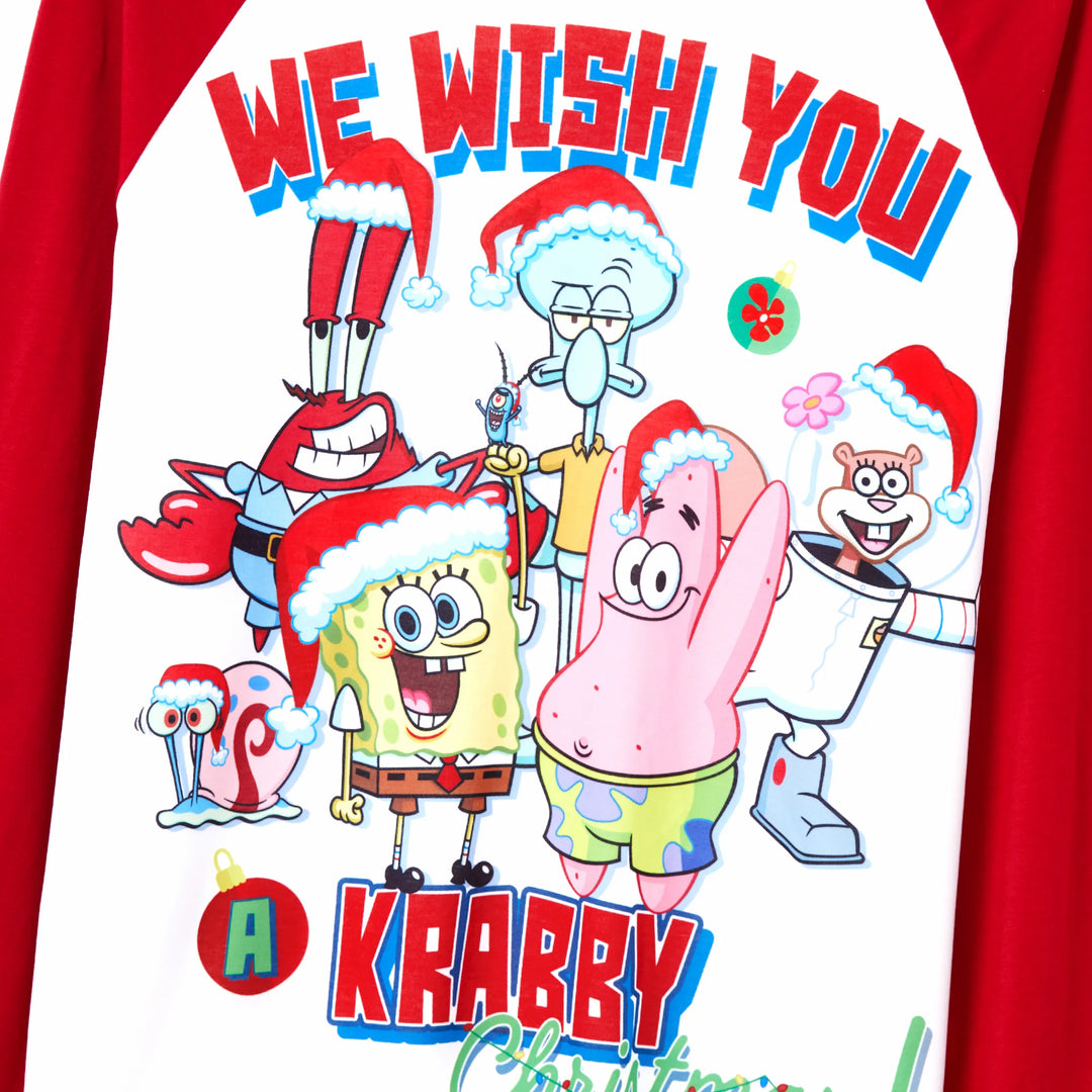 Conjuntos de Pijamas a Condizer da Família SpongeBob SquarePants com Estampado de Natal e Meias de Natal
