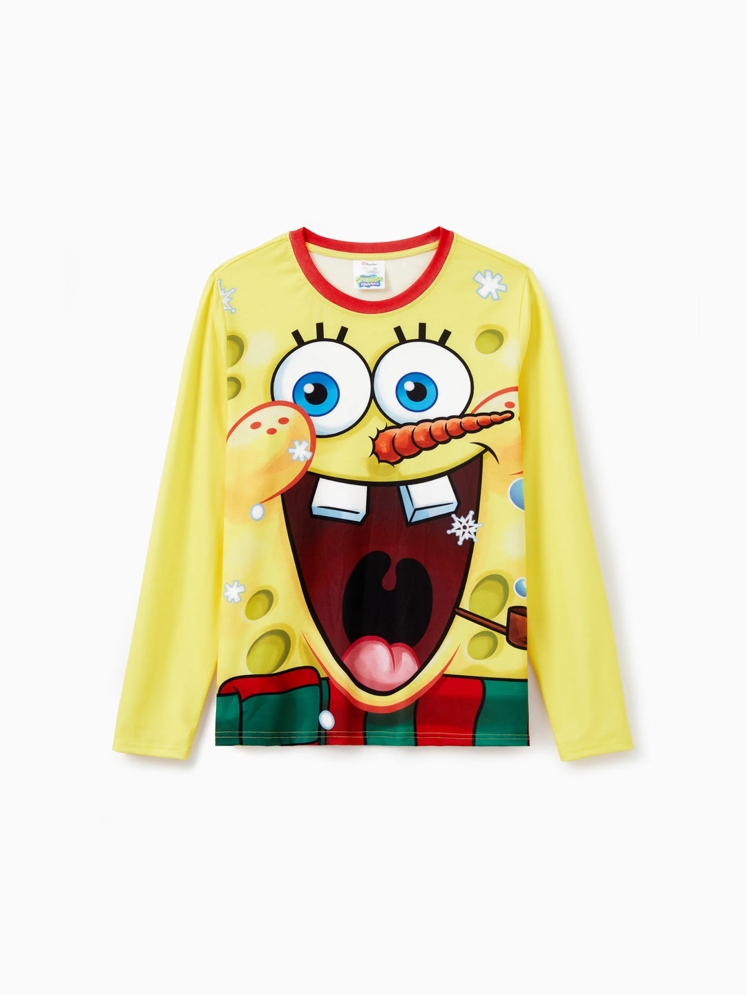Conjuntos de Pijamas Natalícios em Conjunto Cor de Esponja Bob para a Família com Meias de Natal