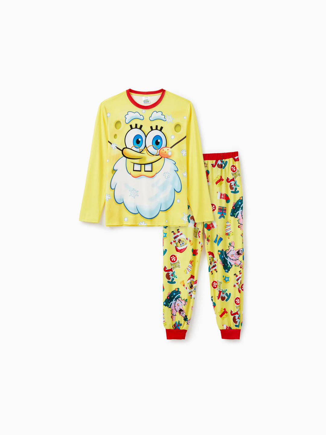 Conjuntos de Pijamas Natalícios em Conjunto Cor de Esponja Bob para a Família com Meias de Natal