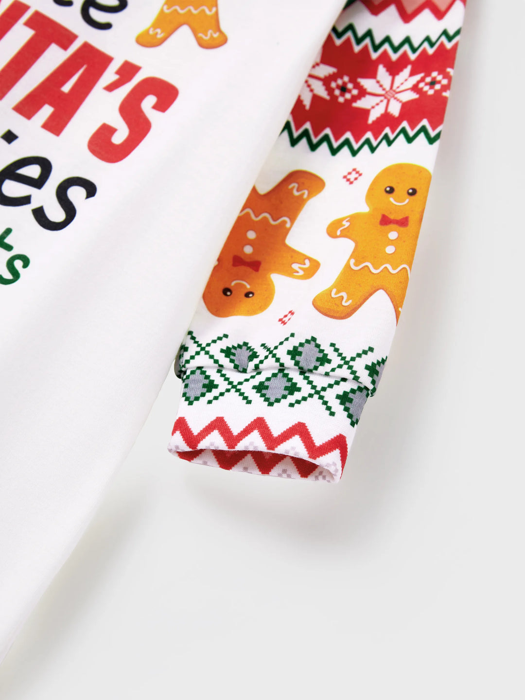 Conjunto de Pijamas de Natal em Família com Padrão de Bolachas de Natal e Homem de Gengibre, Incluindo Meias de Natal em Várias Cores