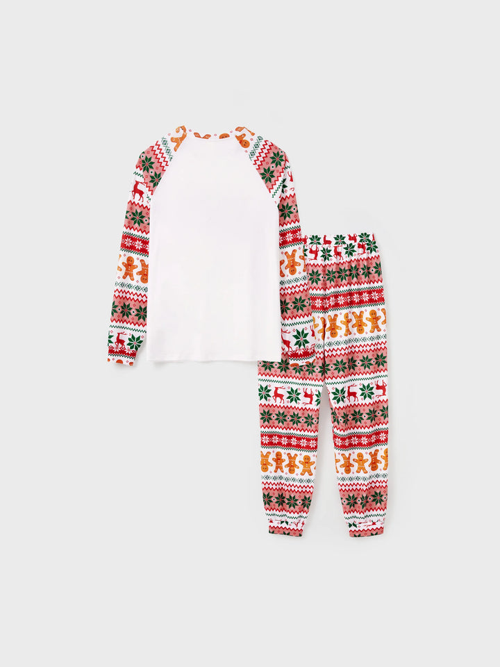 Conjunto de Pijamas de Natal em Família com Padrão de Bolachas de Natal e Homem de Gengibre, Incluindo Meias de Natal em Várias Cores