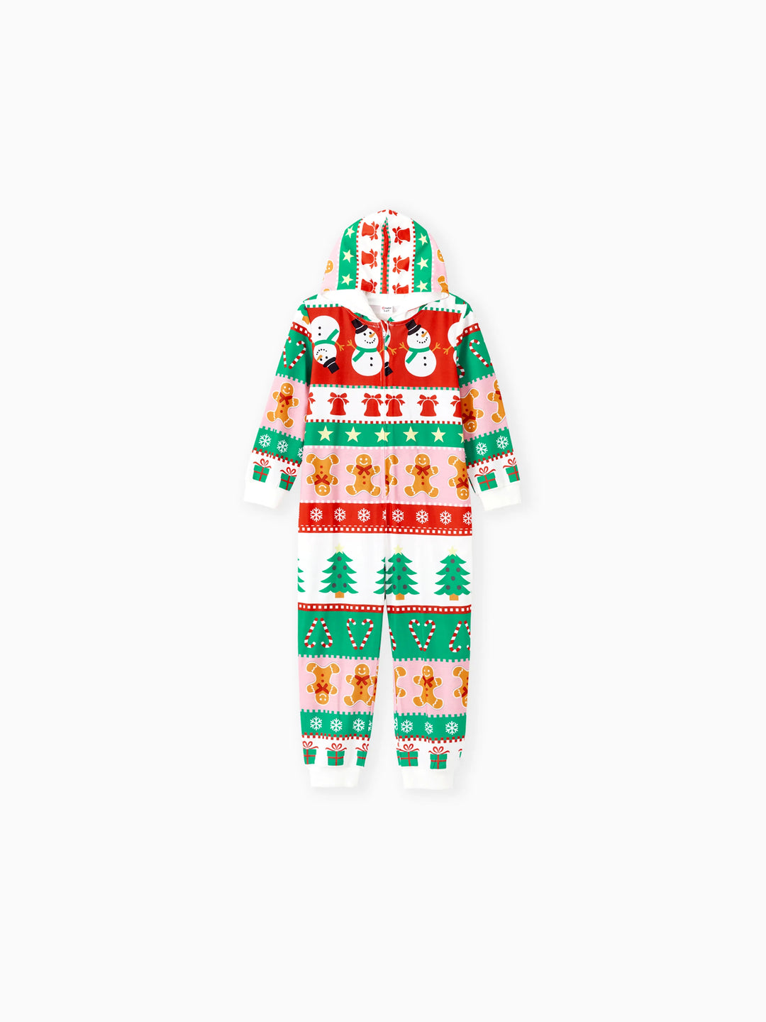 Pijamas de uma peça Conjuntos de Natal Coordenados Estampados com Zíper à Frente Impressão Holly Jolly com Meias de Natal Fundo Multicolorido