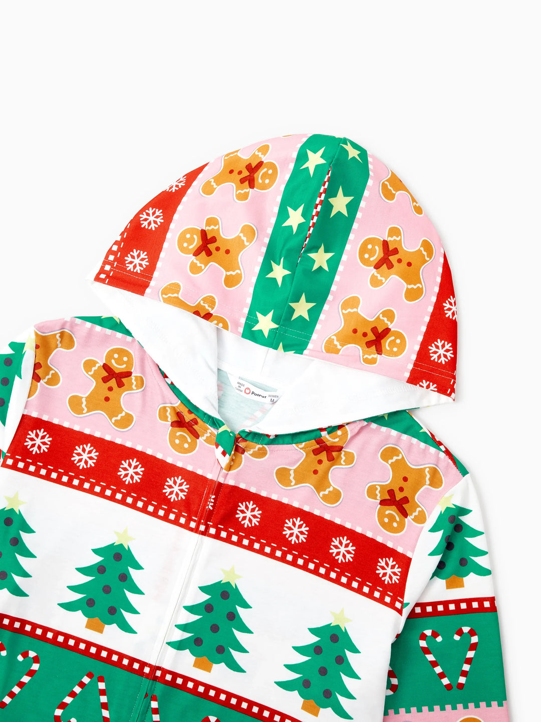 Pijamas de uma peça Conjuntos de Natal Coordenados Estampados com Zíper à Frente Impressão Holly Jolly com Meias de Natal Fundo Multicolorido
