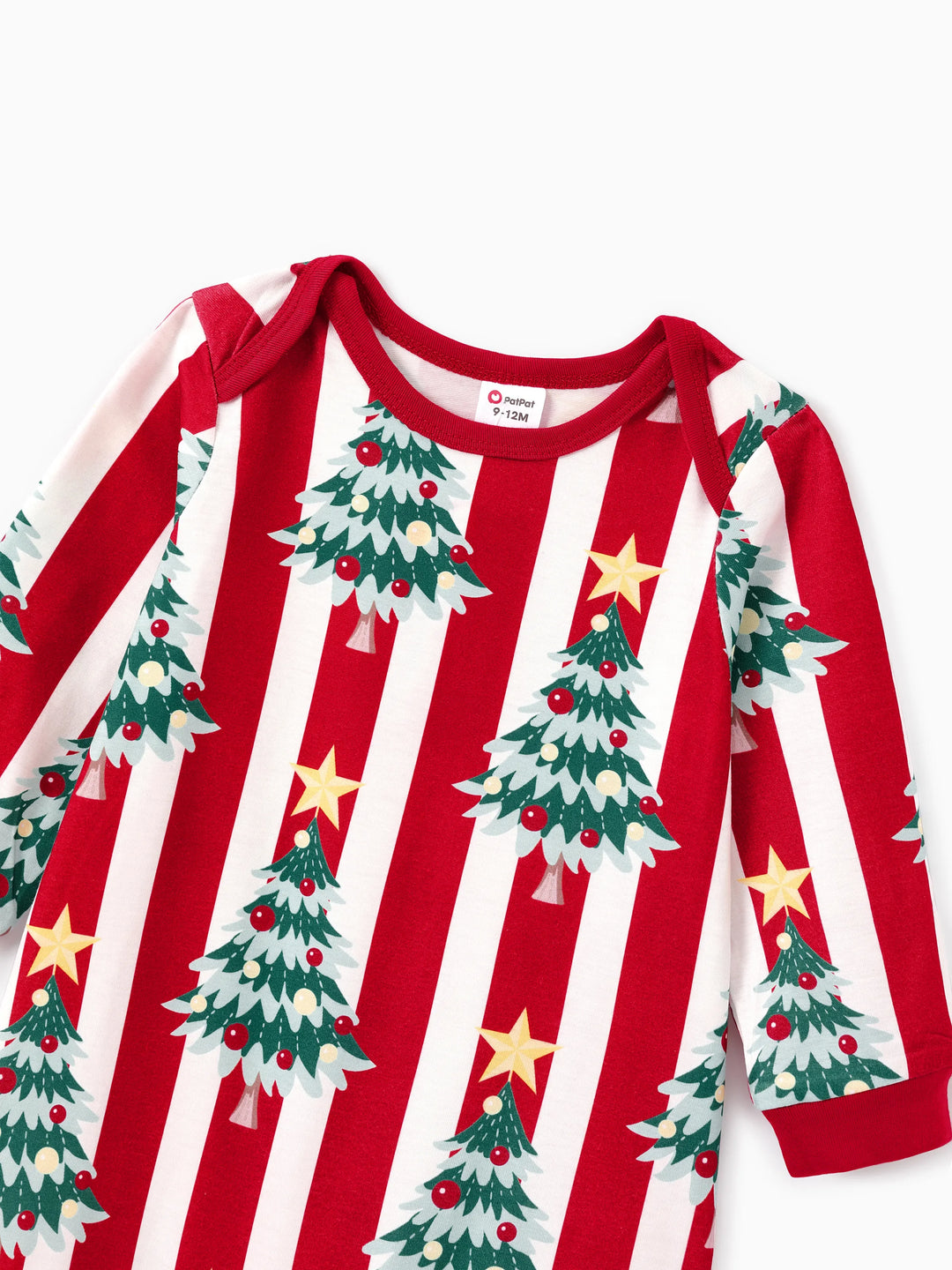 Conjuntos de Pijamas de Manga Longa em Estampa de Árvores com Riscas para a Família, com Meias de Natal - Vermelho
