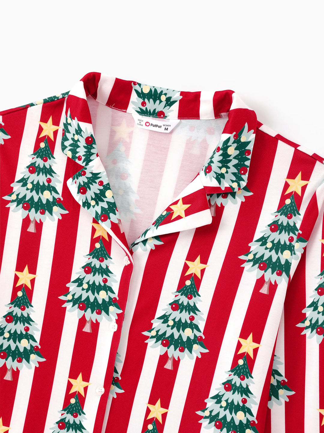 Conjuntos de Pijamas de Manga Longa em Estampa de Árvores com Riscas para a Família, com Meias de Natal - Vermelho