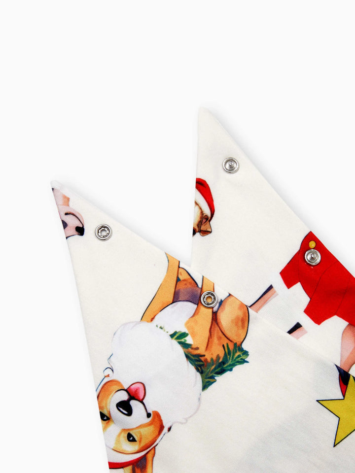 Pijamas de Natal em Família Conjunto de Pijamas com Gola para Cão Fofo e Meias de Natal Light Apricot