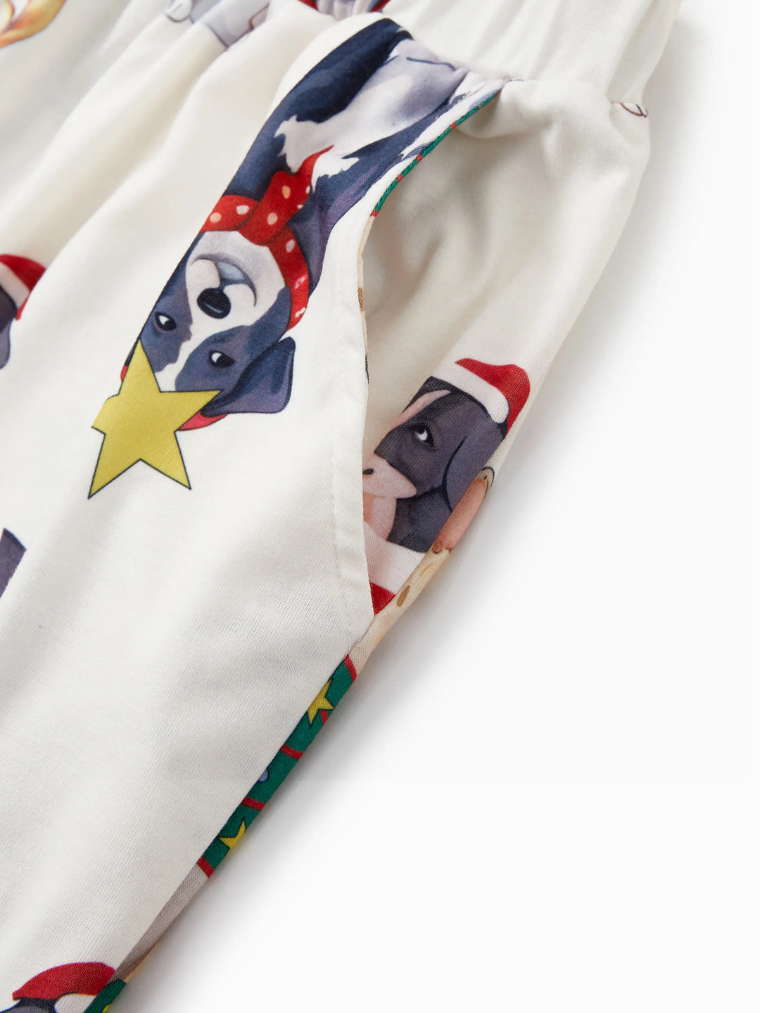 Pijamas de Natal em Família Conjunto de Pijamas com Gola para Cão Fofo e Meias de Natal Light Apricot