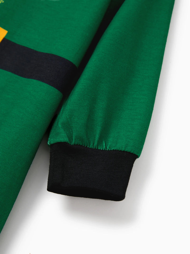 Conjuntos de Pijamas com Cintura e Colarinho para a Família a Condizer com Tema de Natal + Meias de Natal ELF