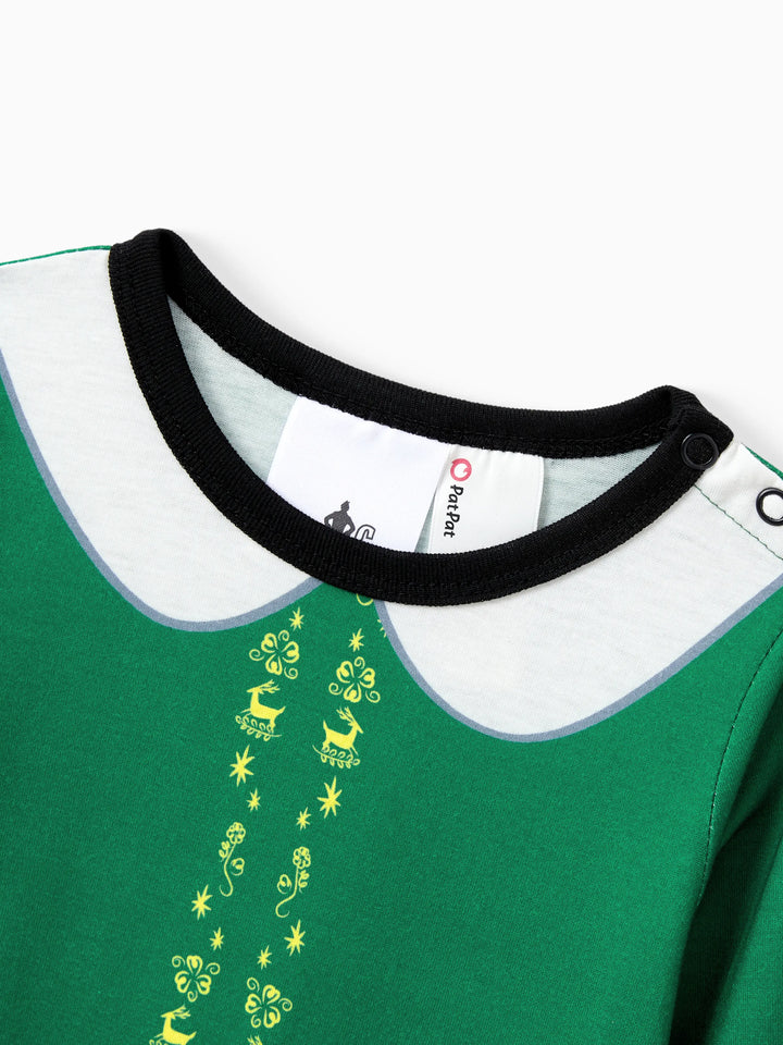 Conjuntos de Pijamas com Cintura e Colarinho para a Família a Condizer com Tema de Natal + Meias de Natal ELF