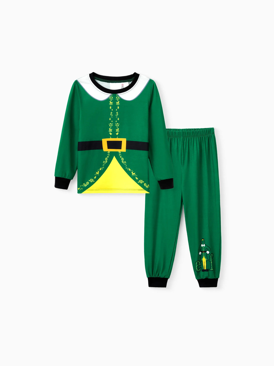 Conjuntos de Pijamas com Cintura e Colarinho para a Família a Condizer com Tema de Natal + Meias de Natal ELF